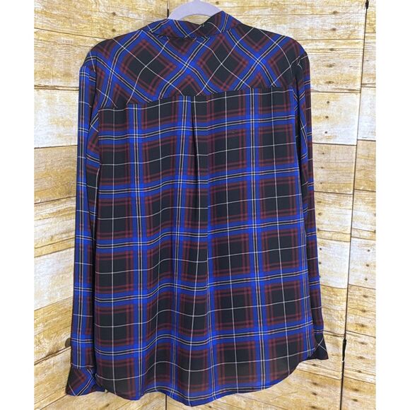 TORRID MADISON GEORGETTE PLAID CASUAL SEMI SHEER BUTTON FRONT PLUS SIZE BLOUSE - Picture 2 of 3